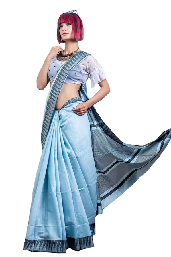 Baby_Blue_women's_Bhagalpuri_Handloom_Kota_Silk_Temple_Border_Saree_And_Variation_Of_Colors_With_Striped_Blouse_Piece