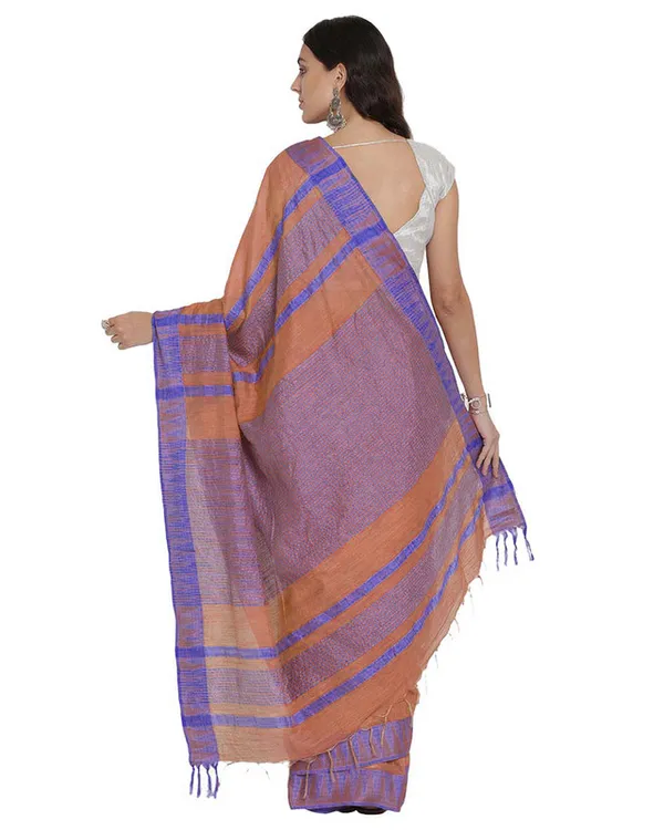 Bhagalpuri_Handloom_Kota_Silk_Temple_Border_Saree_And_Variation_Of_Colors_With_Striped_Blouse_Piece