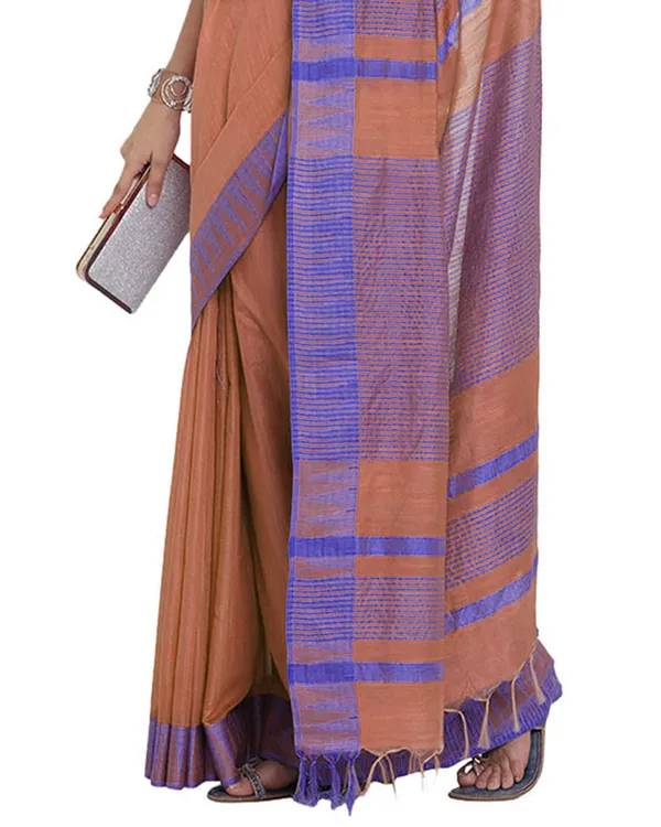 Bhagalpuri_Handloom_Kota_Silk_Temple_Border_Saree_And_Variation_Of_Colors_With_Striped_Blouse_Piece