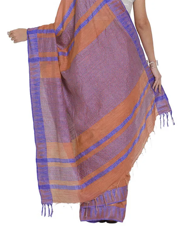 Bhagalpuri_Handloom_Kota_Silk_Temple_Border_Saree_And_Variation_Of_Colors_With_Striped_Blouse_Piece