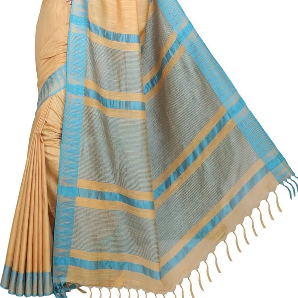 Vanilla_Creame_women's_Bhagalpuri_Handloom_Kota_Silk_Temple_Border_Saree_And_Variation_Of_Colors_With_Striped_Blouse_Piece