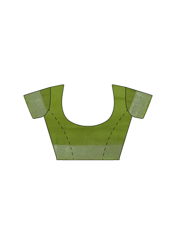 Green_women's_Bhagalpuri_Handloom_Linen_Blend_Saree_And_Variation_Of_Colors_With_Running_Unstiched_Blouse_Piece