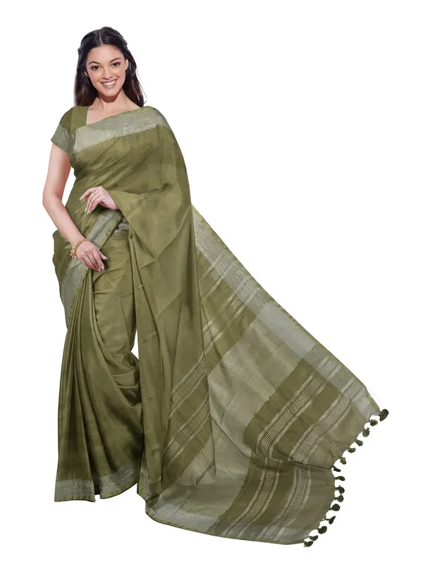 Bhagalpuri_Handloom_Linen_Blend_Saree_And_Variation_Of_Colors_With_Running_Unstiched_Blouse_Piece