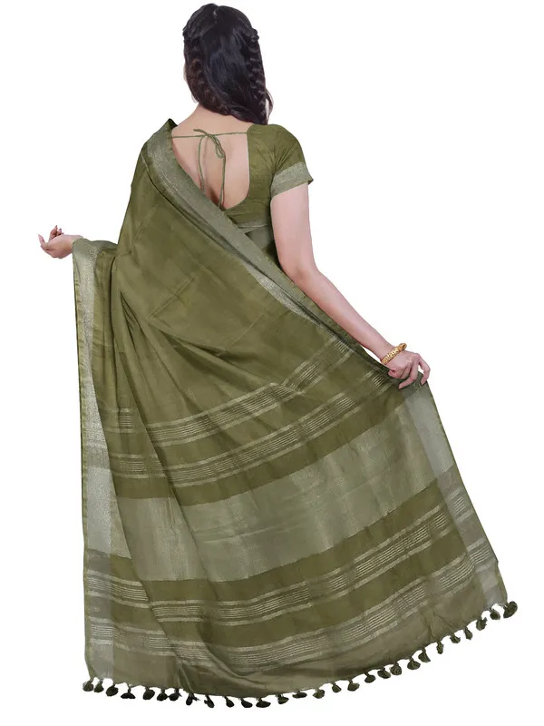 Bhagalpuri_Handloom_Linen_Blend_Saree_And_Variation_Of_Colors_With_Running_Unstiched_Blouse_Piece