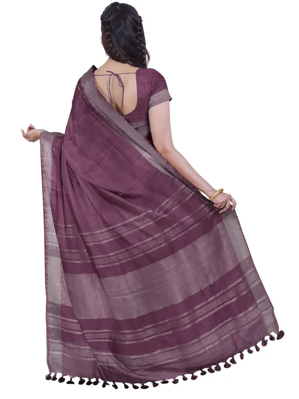 Quinacridone_Magenta_women's_Bhagalpuri_Handloom_Linen_Blend_Saree_And_Variation_Of_Colors_With_Running_Unstiched_Blouse_Piece