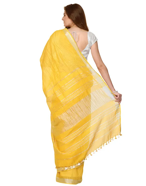 Bhagalpuri_Handloom_Linen_Blend_Saree_And_Variation_Of_Colors_With_Running_Unstiched_Blouse_Piece