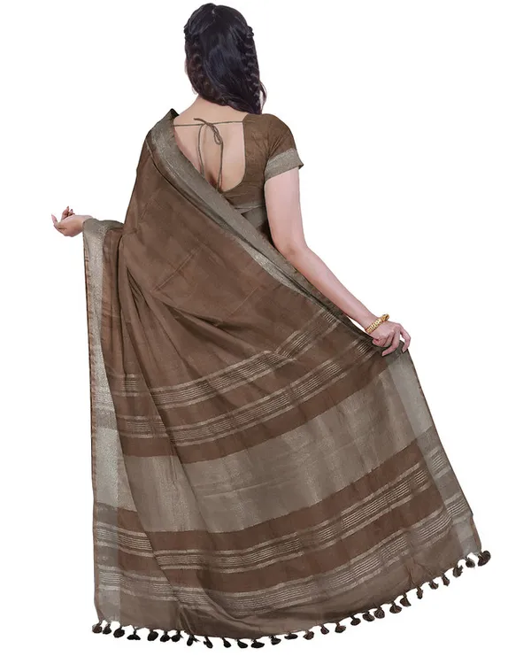 Brown_&_Electric_Purple_women's_Bhagalpuri_Handloom_Cotton-Linen_Blend_Saree_Combo_(Pack_Of_2)_With_Running_Unstiched_Blouse_Piece
