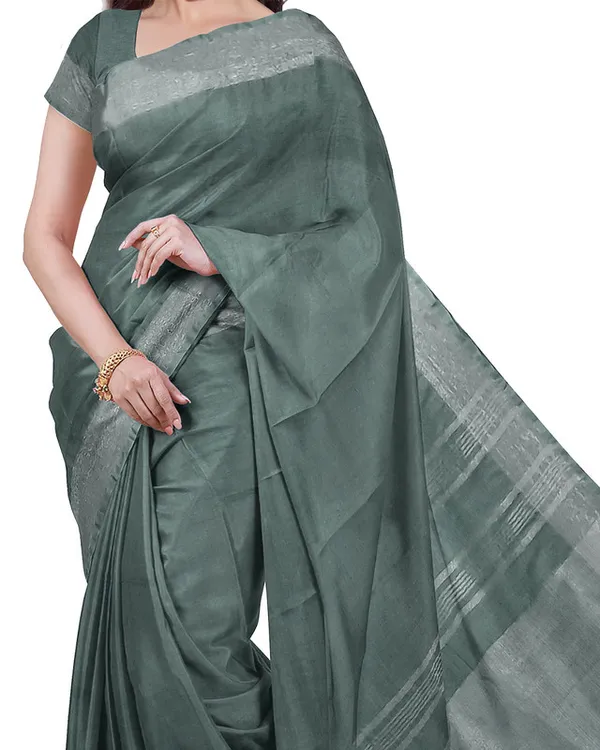 Brown_&_Hookers'_Green_women's_Bhagalpuri_Handloom_Cotton-Linen_Blend_Saree_Combo_(Pack_Of_2)_With_Running_Unstiched_Blouse_Piece