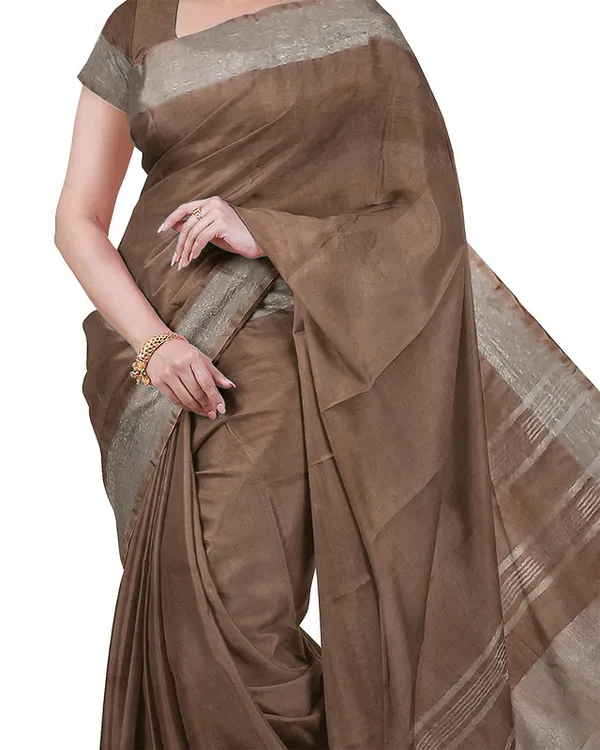 Brown_&_Yellow_women's_Bhagalpuri_Handloom_Cotton-Linen_Blend_Saree_Combo_(Pack_Of_2)_With_Running_Unstiched_Blouse_Piece