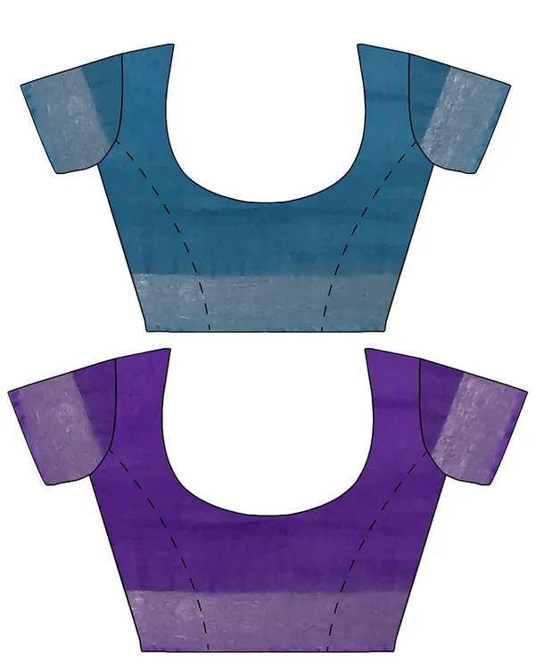 Cerulean_Blue_&_French_Violet_women's_Bhagalpuri_Handloom_Cotton-Linen_Blend_Saree_Combo_(Pack_Of_2)_With_Running_Unstiched_Blouse_Piece