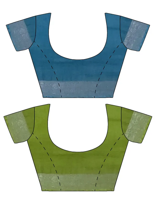 Cerulean_Blue_&_Green_women's_Bhagalpuri_Handloom_Cotton-Linen_Blend_Saree_Combo_(Pack_Of_2)_With_Running_Unstiched_Blouse_Piece