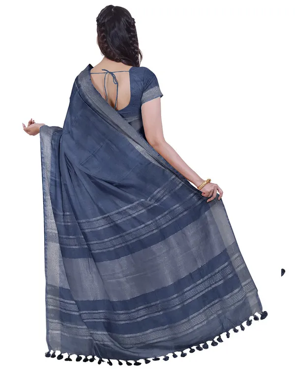 Cerulean_Blue_&_Lake_Blue_women's_Bhagalpuri_Handloom_Cotton-Linen_Blend_Saree_Combo_(Pack_Of_2)_With_Running_Unstiched_Blouse_Piece
