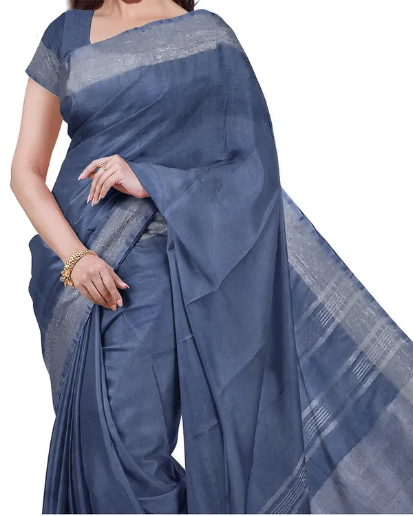 Cerulean_Blue_&_Lake_Blue_women's_Bhagalpuri_Handloom_Cotton-Linen_Blend_Saree_Combo_(Pack_Of_2)_With_Running_Unstiched_Blouse_Piece