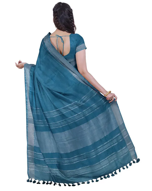 Cerulean_Blue_&_Raspberry_Pink_women's_Bhagalpuri_Handloom_Cotton-Linen_Blend_Saree_Combo_(Pack_Of_2)_With_Running_Unstiched_Blouse_Piece