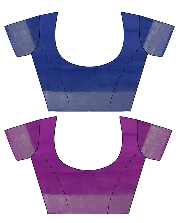 Cobalt_Blue_&_Electric_Purple_women's_Bhagalpuri_Handloom_Cotton-Linen_Blend_Saree_Combo_(Pack_Of_2)_With_Running_Unstiched_Blouse_Piece