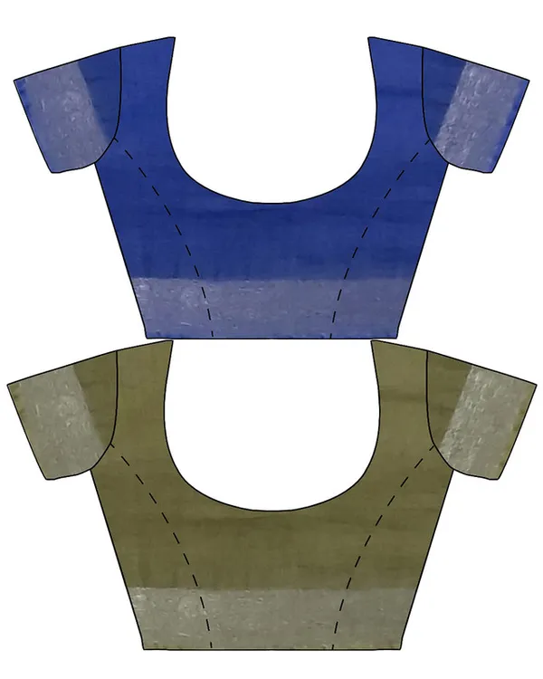 Cobalt_Blue_&_Moss_Green_women's_Bhagalpuri_Handloom_Cotton-Linen_Blend_Saree_Combo_(Pack_Of_2)_With_Running_Unstiched_Blouse_Piece