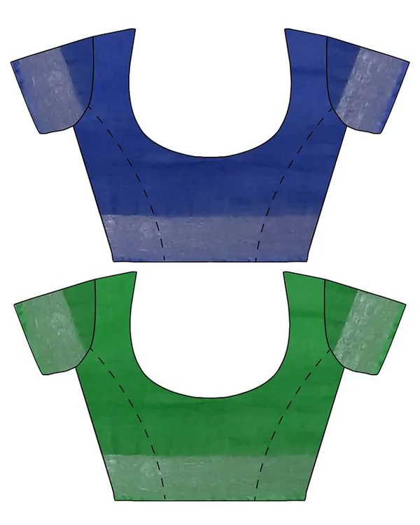 Cobalt_Blue_&_Pigment_Green_women's_Bhagalpuri_Handloom_Cotton-Linen_Blend_Saree_Combo_(Pack_Of_2)_With_Running_Unstiched_Blouse_Piece