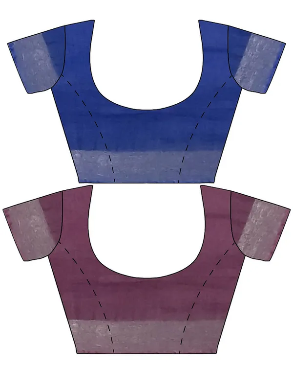 Cobalt_Blue_&_Quinacridone_Magenta_women's_Bhagalpuri_Handloom_Cotton-Linen_Blend_Saree_Combo_(Pack_Of_2)_With_Running_Unstiched_Blouse_Piece