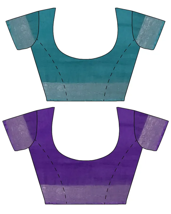 Cyan_&_French_Violet_women's_Bhagalpuri_Handloom_Cotton-Linen_Blend_Saree_Combo_(Pack_Of_2)_With_Running_Unstiched_Blouse_Piece