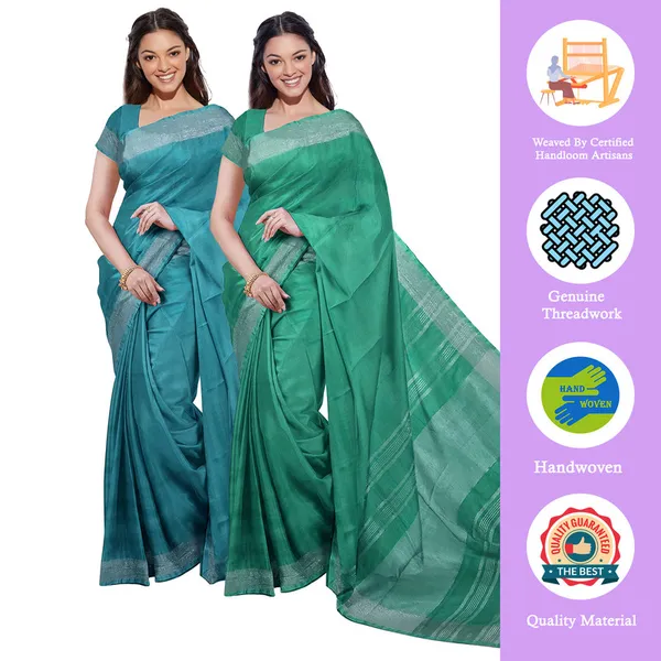 Cyan_&_Mint_Green_women's_Bhagalpuri_Handloom_Cotton-Linen_Blend_Saree_Combo_(Pack_Of_2)_With_Running_Unstiched_Blouse_Piece