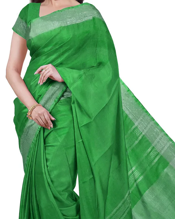 Cyan_&_Pigment_Green_women's__Bhagalpuri_Handloom_Cotton-Linen_Blend_Saree_Combo_(Pack_Of_2)_With_Running_Unstiched_Blouse_Piece