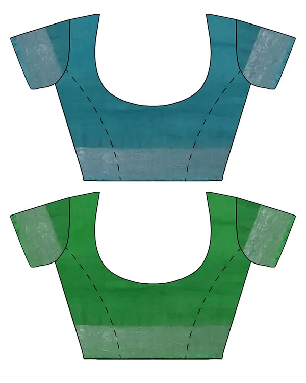 Cyan_&_Pigment_Green_women's__Bhagalpuri_Handloom_Cotton-Linen_Blend_Saree_Combo_(Pack_Of_2)_With_Running_Unstiched_Blouse_Piece