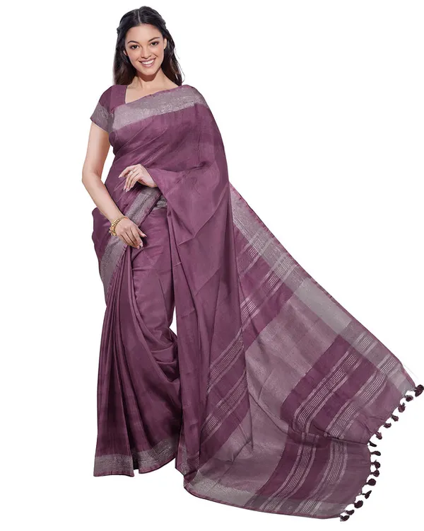 Bhagalpuri_Handloom_Cotton-Linen_Blend_Saree_Combo_(Pack_Of_2)_With_Running_Unstiched_Blouse_Piece
