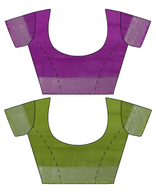 Electric_Purple_&_Green_women's_Bhagalpuri_Handloom_Cotton-Linen_Blend_Saree_Combo_(Pack_Of_2)_With_Running_Unstiched_Blouse_Piece