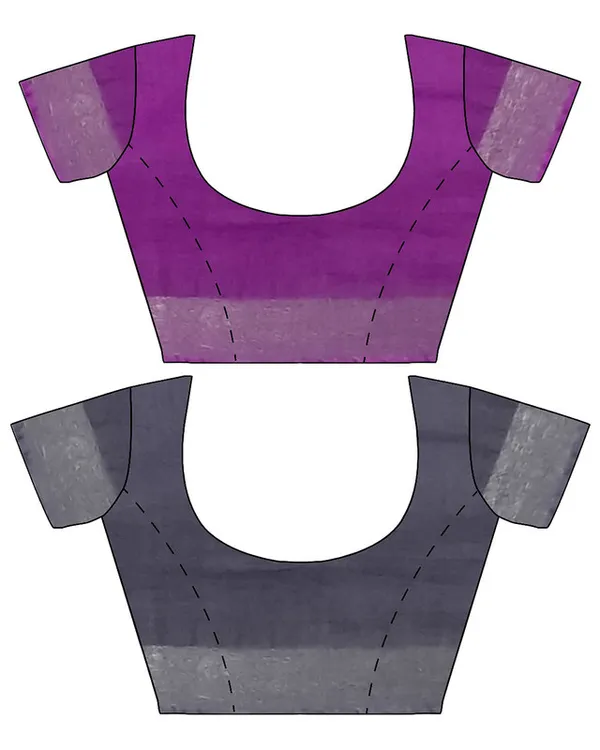 Electric_Purple_&_Grey_women's_Bhagalpuri_Handloom_Cotton-Linen_Blend_Saree_Combo_(Pack_Of_2)_With_Running_Unstiched_Blouse_Piece