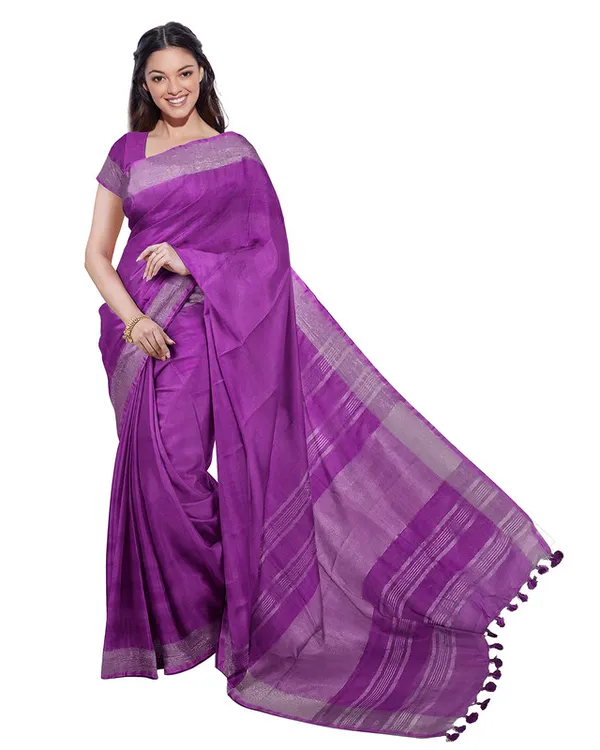 Electric_Purple_&_Red_women's_Bhagalpuri_Handloom_Cotton-Linen_Blend_Saree_Combo_(Pack_Of_2)_With_Running_Unstiched_Blouse_Piece