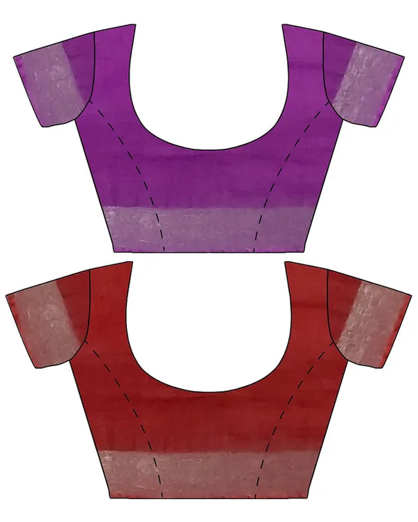 Electric_Purple_&_Red_women's_Bhagalpuri_Handloom_Cotton-Linen_Blend_Saree_Combo_(Pack_Of_2)_With_Running_Unstiched_Blouse_Piece