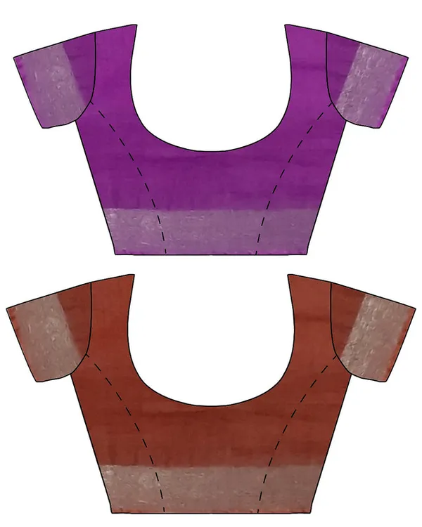 Electric_Purple_&_Sienna_Orange_women's_Bhagalpuri_Handloom_Cotton-Linen_Blend_Saree_Combo_(Pack_Of_2)_With_Running_Unstiched_Blouse_Piece