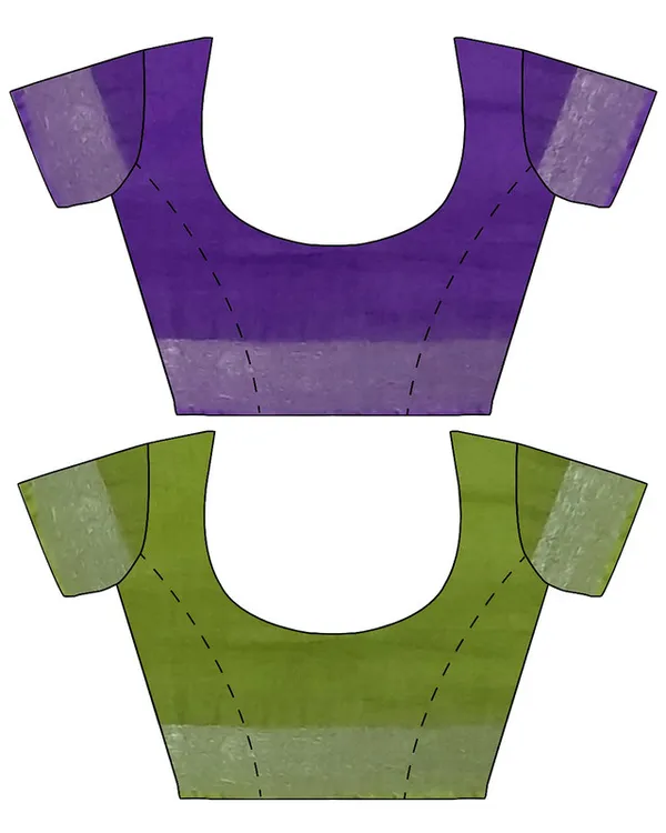 French_Violet_&_Green_women's_Bhagalpuri_Handloom_Cotton-Linen_Blend_Saree_Combo_(Pack_Of_2)_With_Running_Unstiched_Blouse_Piece