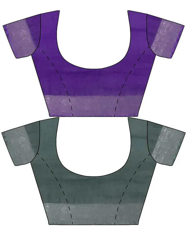 French_Violet_&_Hookers'_Green_women's_Bhagalpuri_Handloom_Cotton-Linen_Blend_Saree_Combo_(Pack_Of_2)_With_Running_Unstiched_Blouse_Piece
