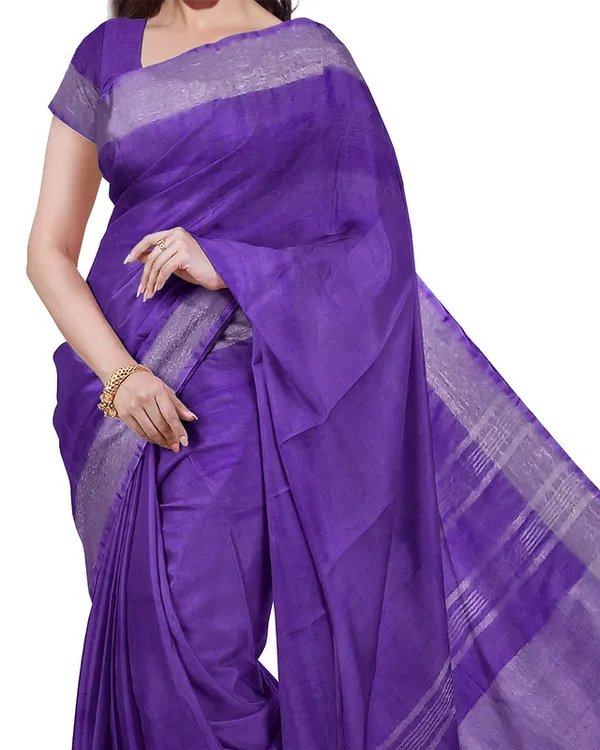 French_Violet_&_Mint_Green_women's_Bhagalpuri_Handloom_Cotton-Linen_Blend_Saree_Combo_(Pack_Of_2)_With_Running_Unstiched_Blouse_Piece