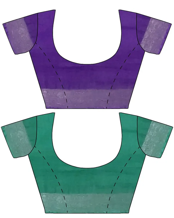 French_Violet_&_Mint_Green_women's_Bhagalpuri_Handloom_Cotton-Linen_Blend_Saree_Combo_(Pack_Of_2)_With_Running_Unstiched_Blouse_Piece