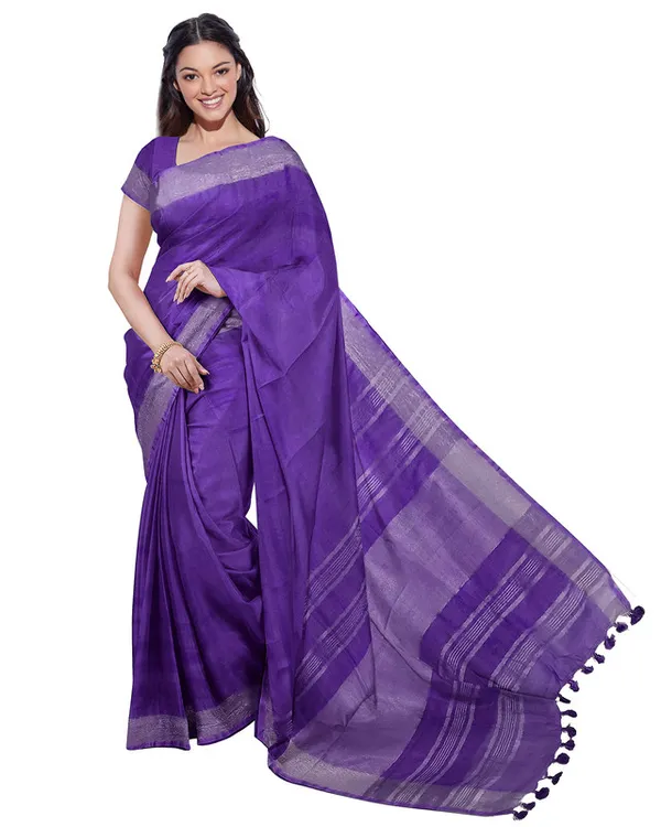 Bhagalpuri_Handloom_Cotton-Linen_Blend_Saree_Combo_(Pack_Of_2)_With_Running_Unstiched_Blouse_Piece