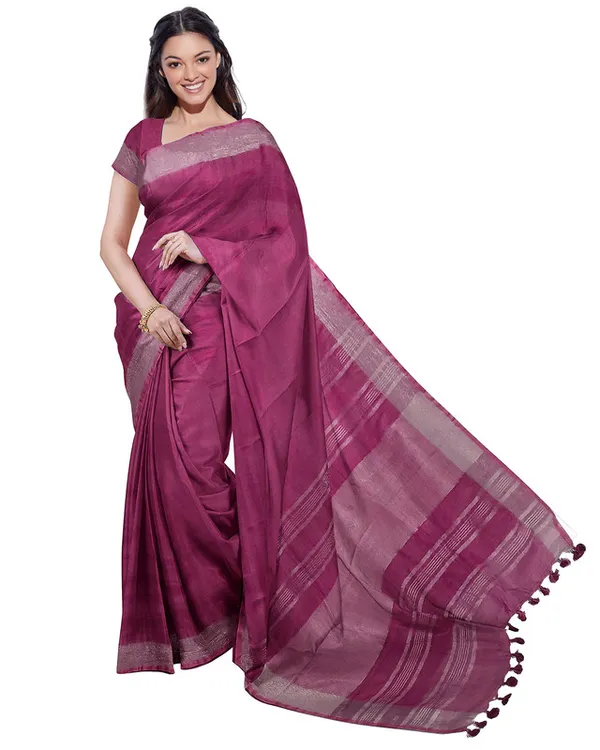 Bhagalpuri_Handloom_Cotton-Linen_Blend_Saree_Combo_(Pack_Of_2)_With_Running_Unstiched_Blouse_Piece
