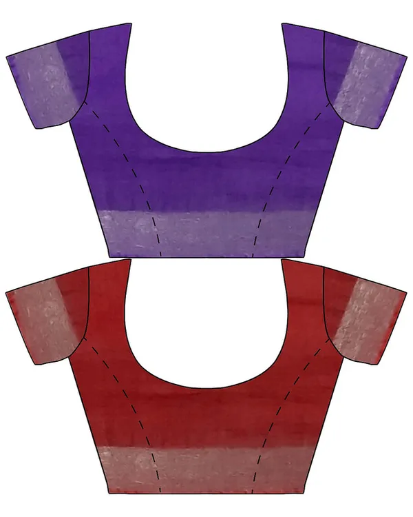 French_Violet_&_Red_women's_Bhagalpuri_Handloom_Cotton-Linen_Blend_Saree_Combo_(Pack_Of_2)_With_Running_Unstiched_Blouse_Piece