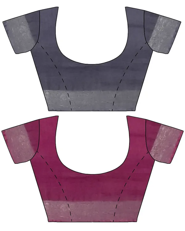 Grey_&_Raspberry_Pink_women's_Bhagalpuri_Handloom_Cotton-Linen_Blend_Saree_Combo_(Pack_Of_2)_With_Running_Unstiched_Blouse_Piece