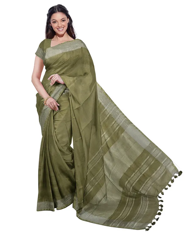 Bhagalpuri_Handloom_Cotton-Linen_Blend_Saree_Combo_(Pack_Of_2)_With_Running_Unstiched_Blouse_Piece