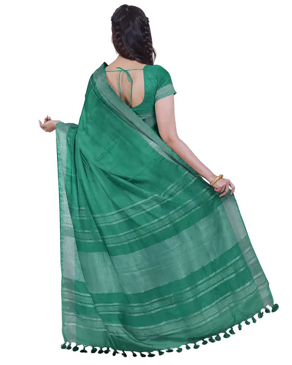 Mint_Green_&_Raspberry_Pink_women's_Bhagalpuri_Handloom_Cotton-Linen_Blend_Saree_Combo_(Pack_Of_2)_With_Running_Unstiched_Blouse_Piece