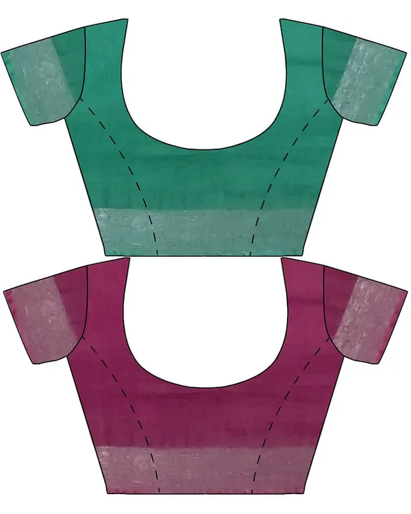 Mint_Green_&_Raspberry_Pink_women's_Bhagalpuri_Handloom_Cotton-Linen_Blend_Saree_Combo_(Pack_Of_2)_With_Running_Unstiched_Blouse_Piece
