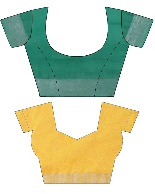 Mint_Green_&_Yellow_women's_Bhagalpuri_Handloom_Cotton-Linen_Blend_Saree_Combo_(Pack_Of_2)_With_Running_Unstiched_Blouse_Piece
