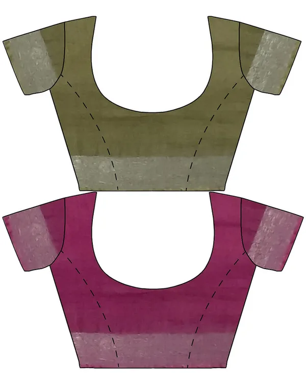Moss_Green_&_Raspberry_Pink_women's_Bhagalpuri_Handloom_Cotton-Linen_Blend_Saree_Combo_(Pack_Of_2)_With_Running_Unstiched_Blouse_Piece