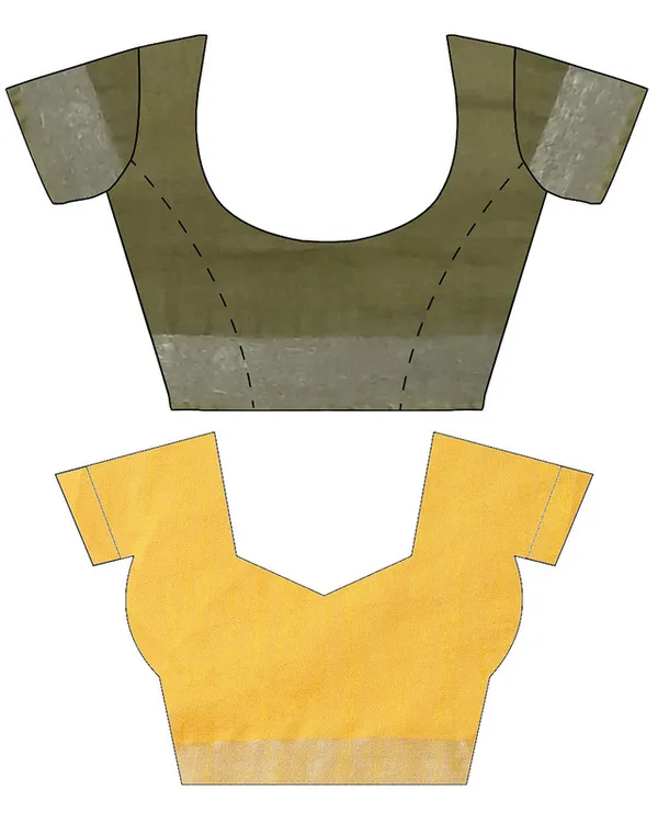 Moss_Green_&_Yellow_women's_Bhagalpuri_Handloom_Cotton-Linen_Blend_Saree_Combo_(Pack_Of_2)_With_Running_Unstiched_Blouse_Piece