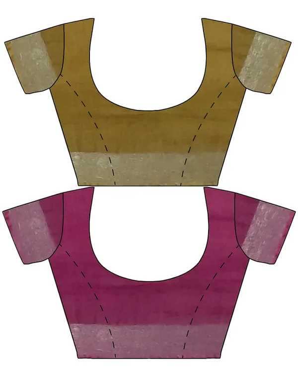 Olive_Green_&_Raspberry_Pink_women's_Bhagalpuri_Handloom_Cotton-Linen_Blend_Saree_Combo_(Pack_Of_2)_With_Running_Unstiched_Blouse_Piece