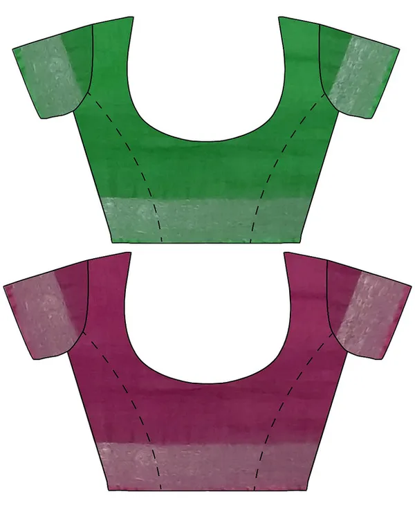 Pigment_Green_&_Raspberry_Pink_women's_Bhagalpuri_Handloom_Cotton-Linen_Blend_Saree_Combo_(Pack_Of_2)_With_Running_Unstiched_Blouse_Piece