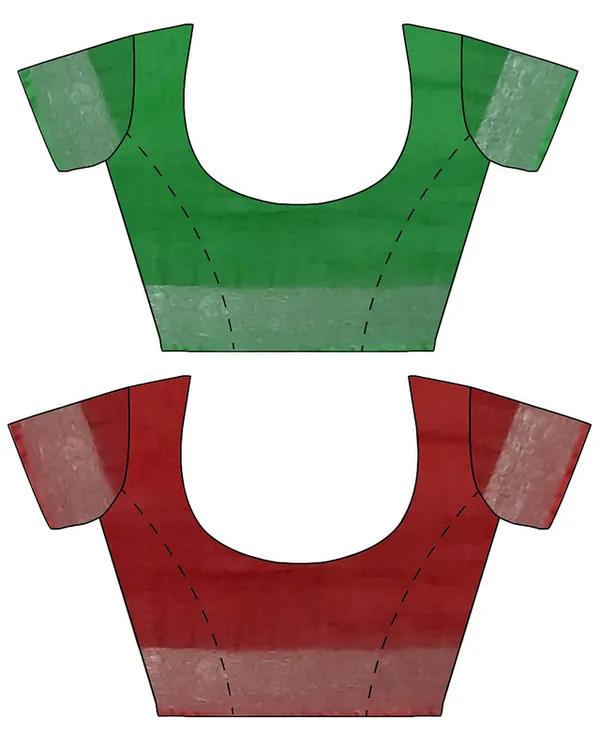 Pigment_Green_&_Red_women's_Bhagalpuri_Handloom_Cotton-Linen_Blend_Saree__With_Running_Unstiched_Blouse_Piece