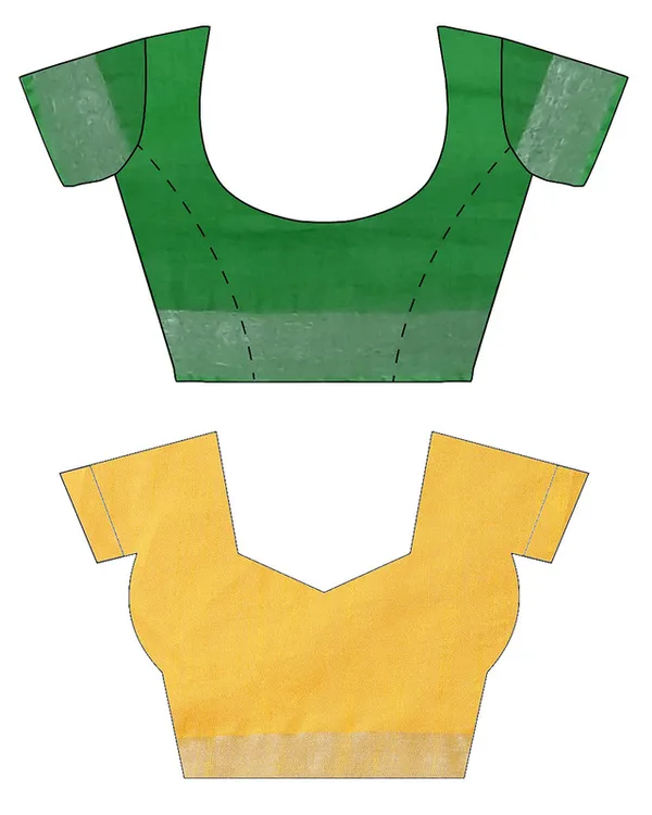 Pigment_Green_&_Yellow_women's_Bhagalpuri_Handloom_Cotton-Linen_Blend_Saree_Combo_(Pack_Of_2)_With_Running_Unstiched_Blouse_Piece